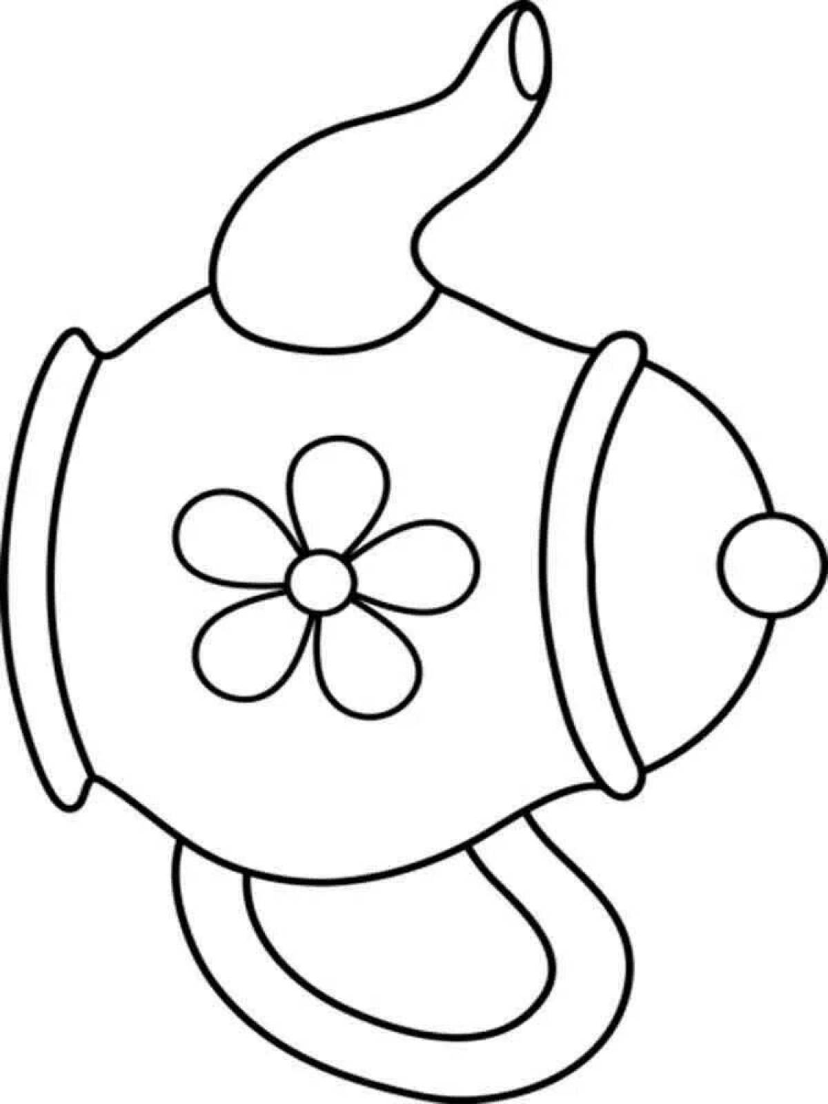 Cute teapot coloring for kids