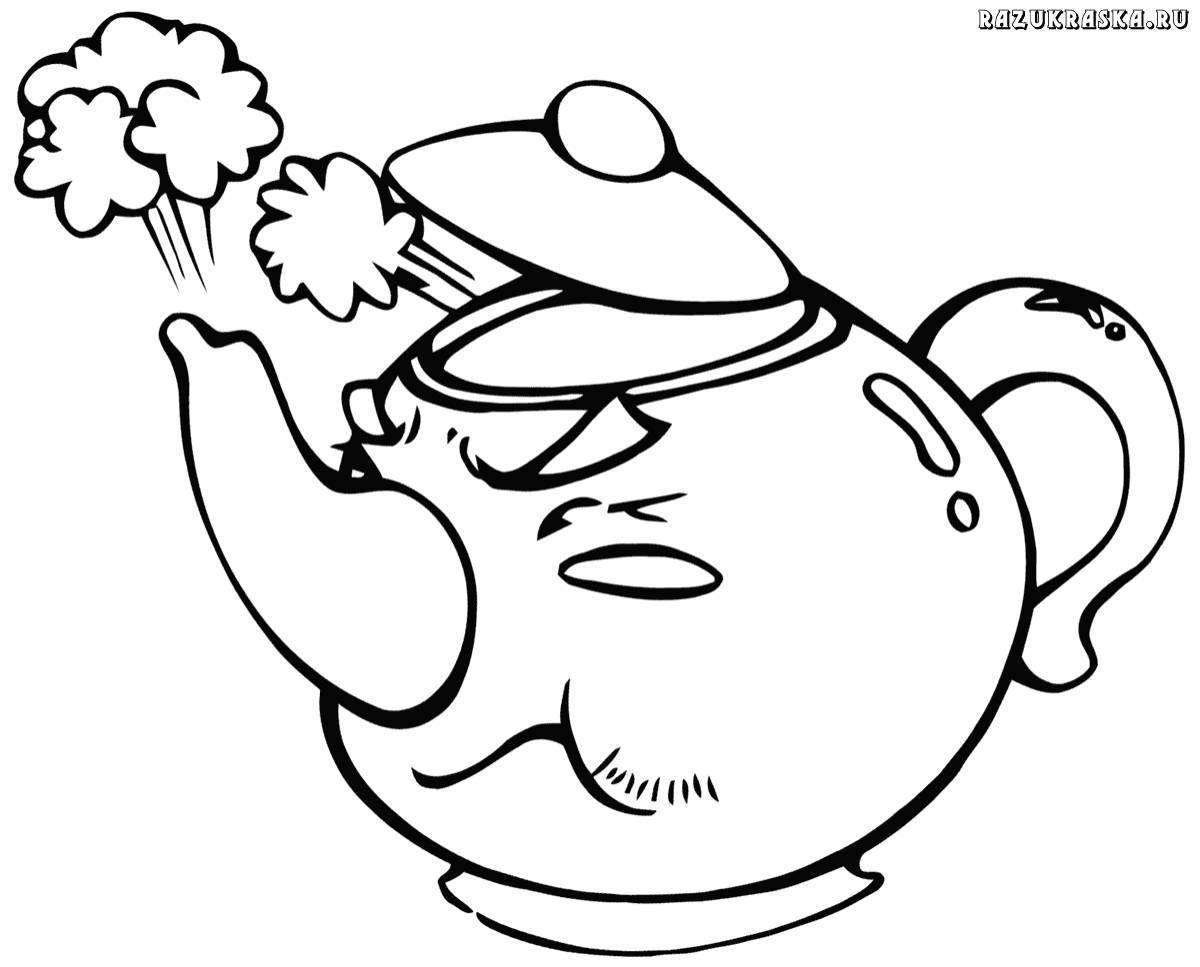 Shining Teapot Coloring Page for Toddlers