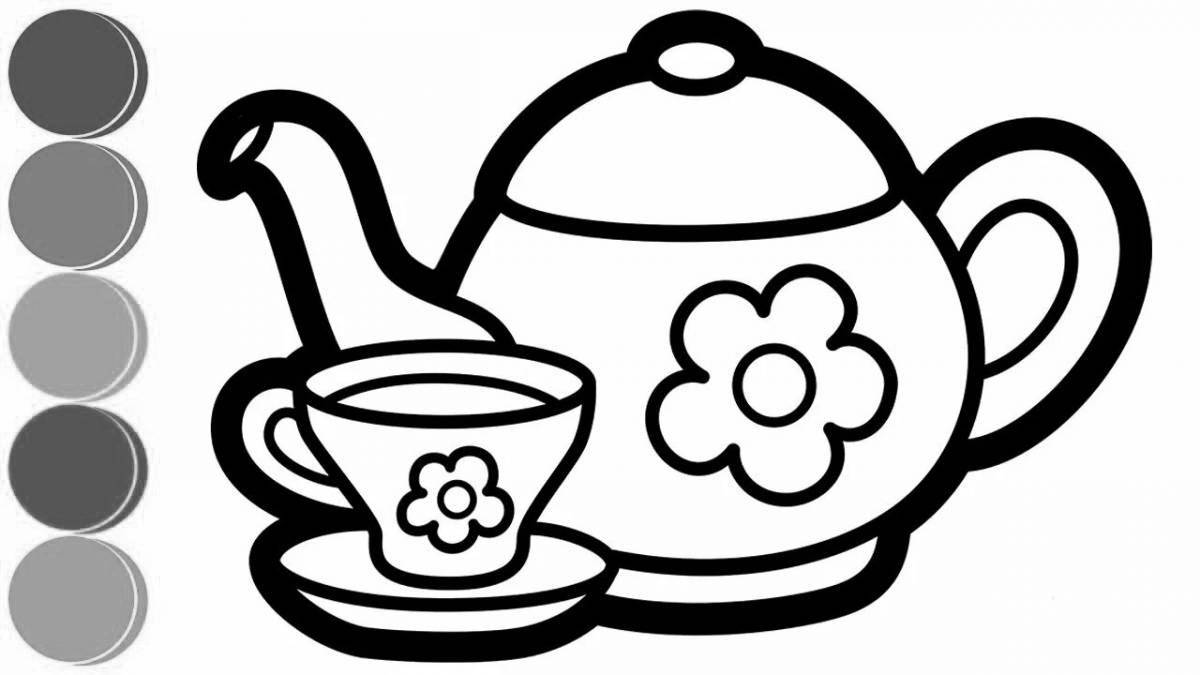 Awesome junior teapot coloring page