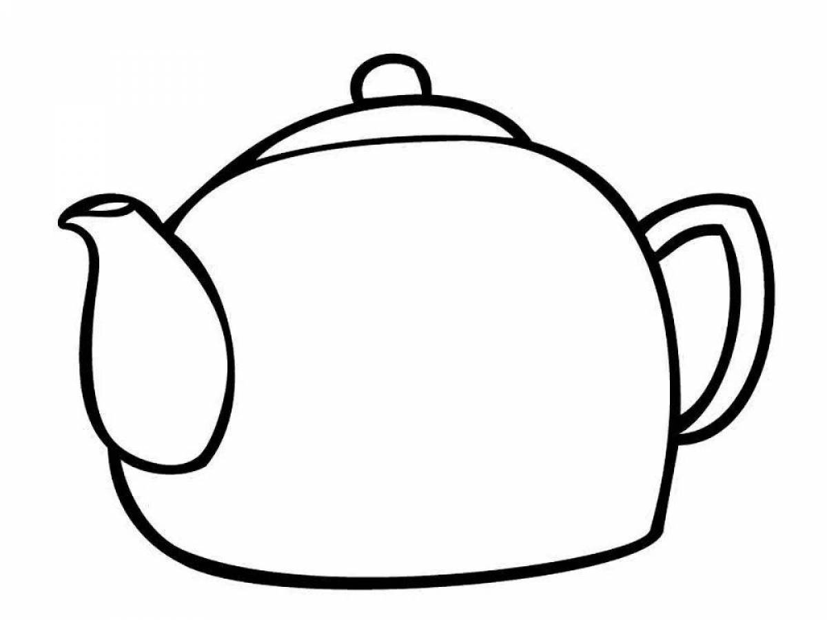 Glittering teapot coloring page for kids
