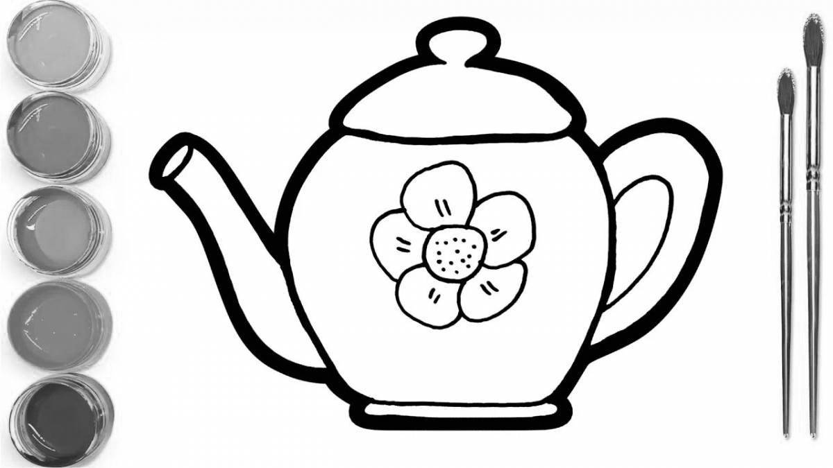 Exquisite teapot coloring for juniors