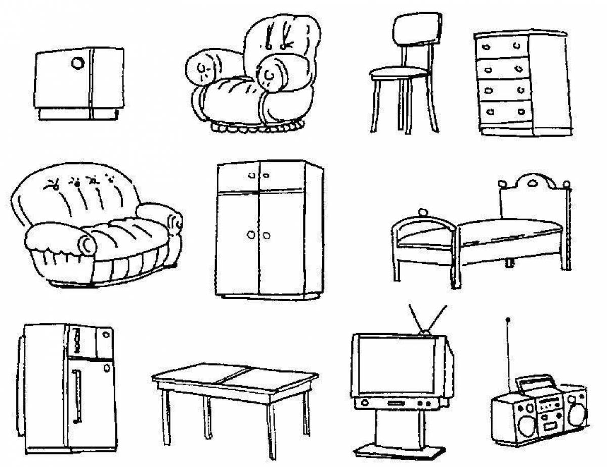 Amazing furniture coloring book for kids