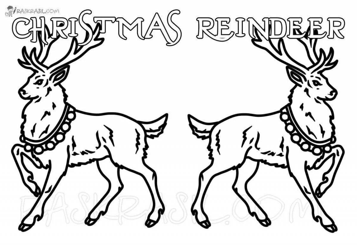 Holiday deer coloring page