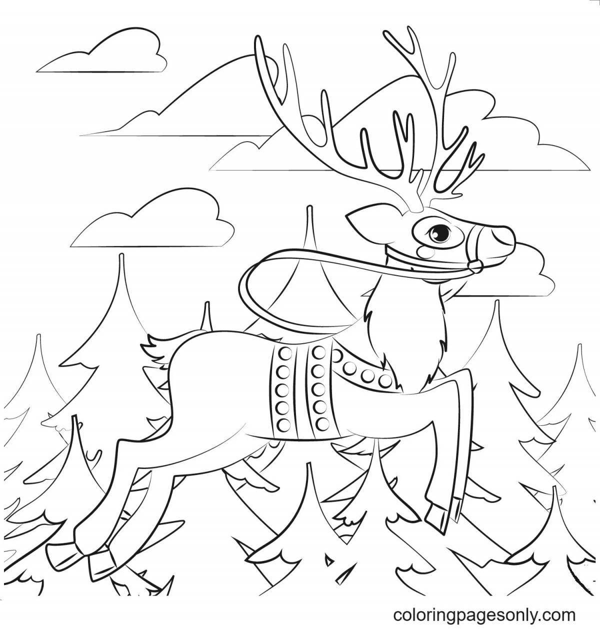 Coloring book witty reindeer