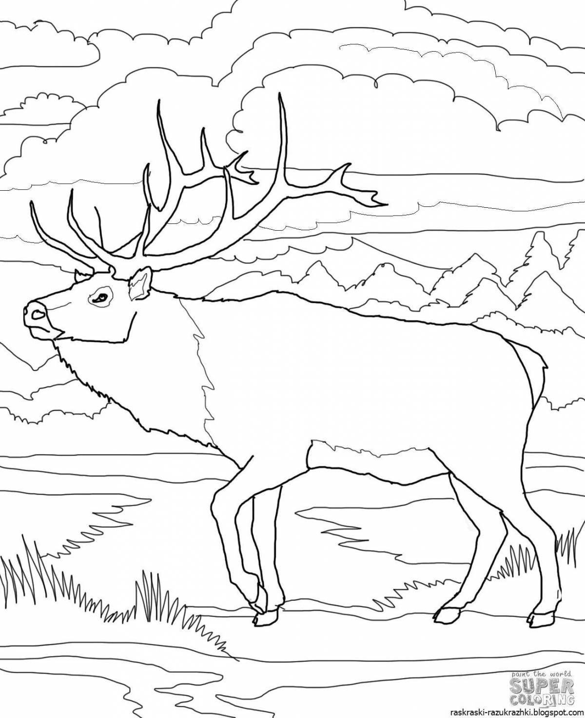 Soulful reindeer coloring page