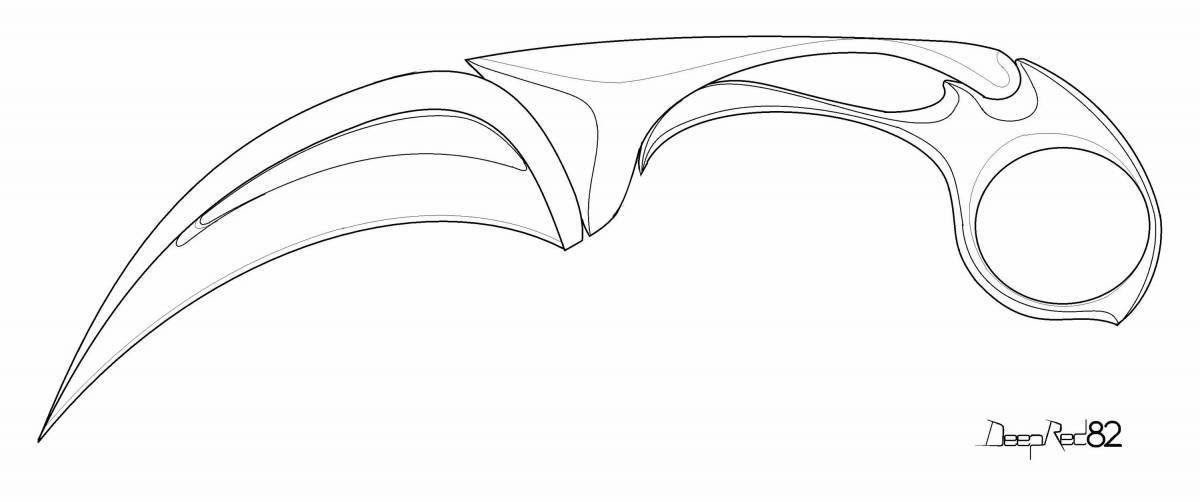 Impeccable karambit knife coloring page