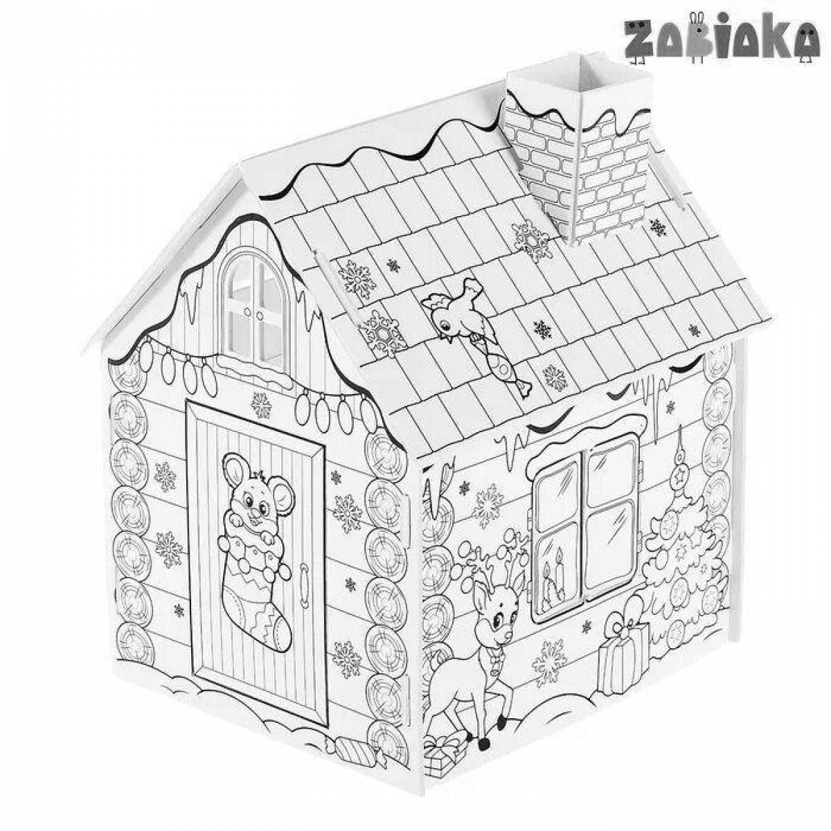 Coloring page nice cardboard house