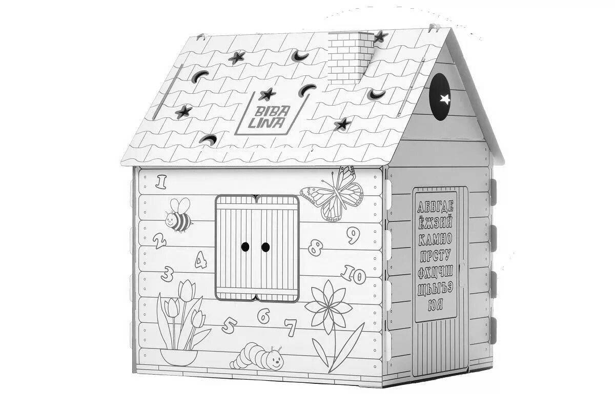 Coloring cute cardboard house