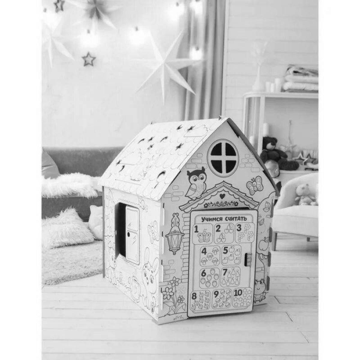 Glitter cardboard house coloring page