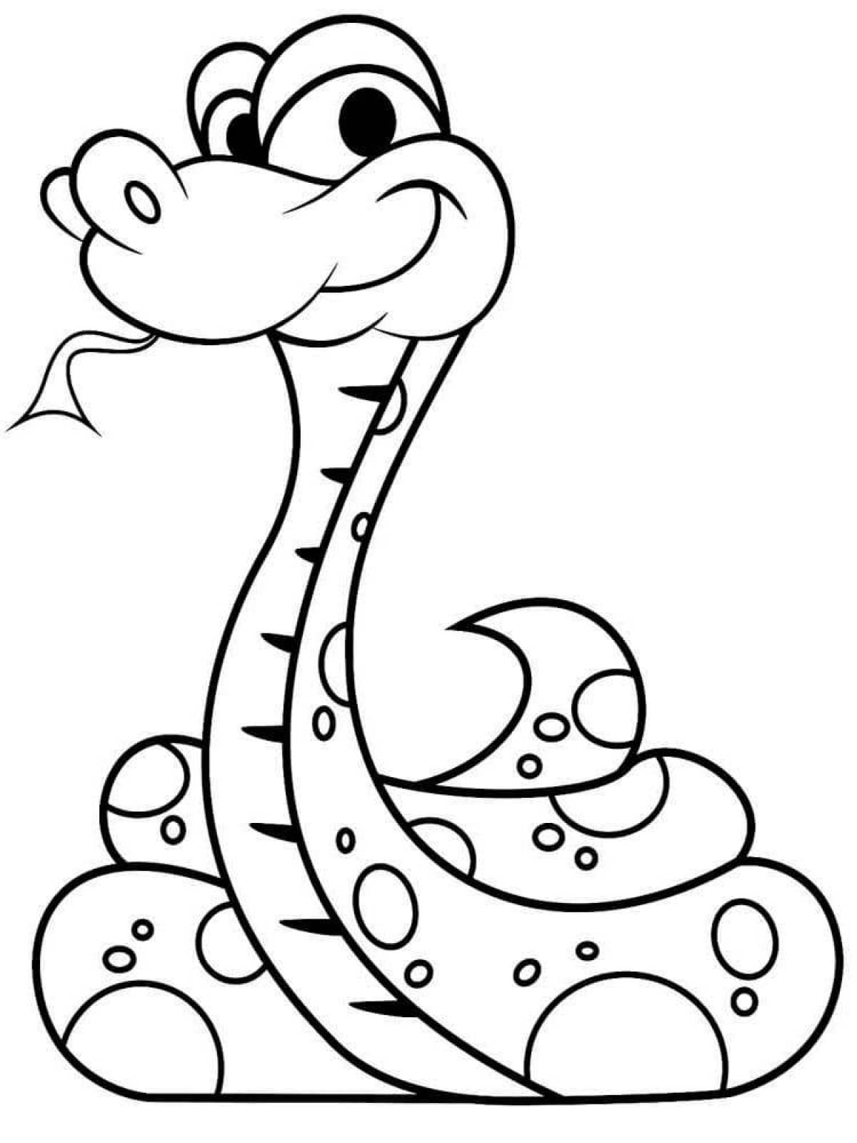 Веселая раскраска змей для детей
