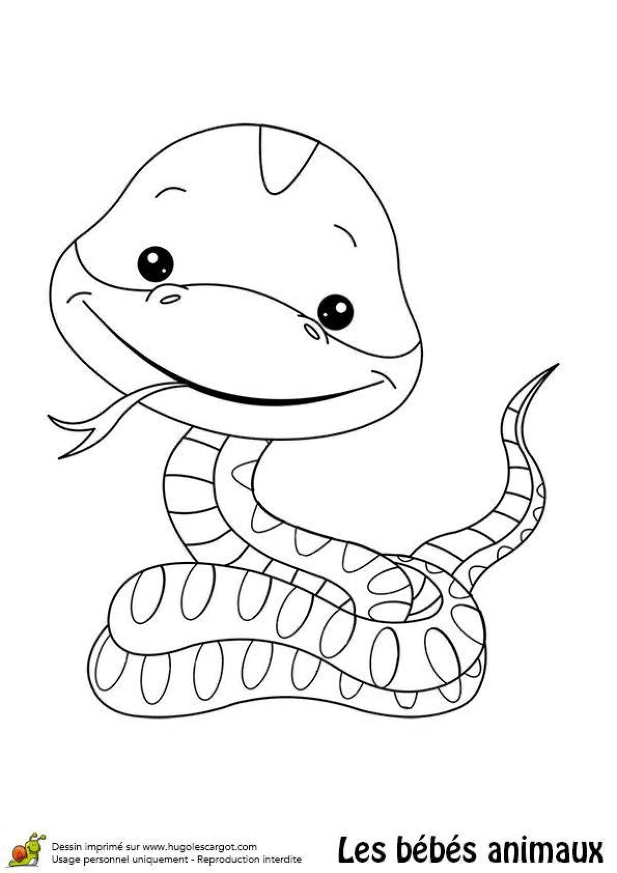 Vibrant snake coloring page for kids