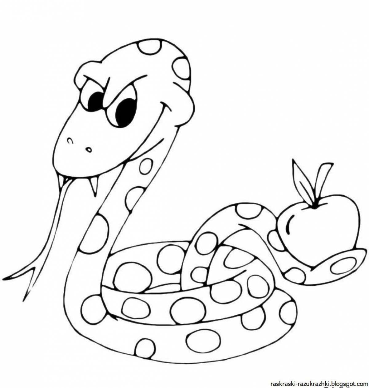 Веселая раскраска змея для детей