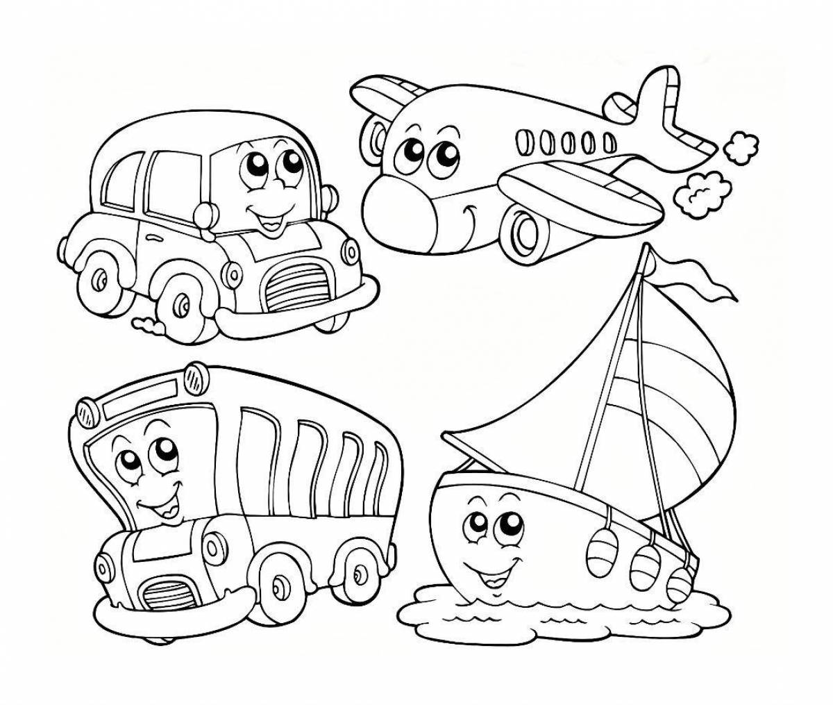 Great transport coloring book for kids 3-4 years old