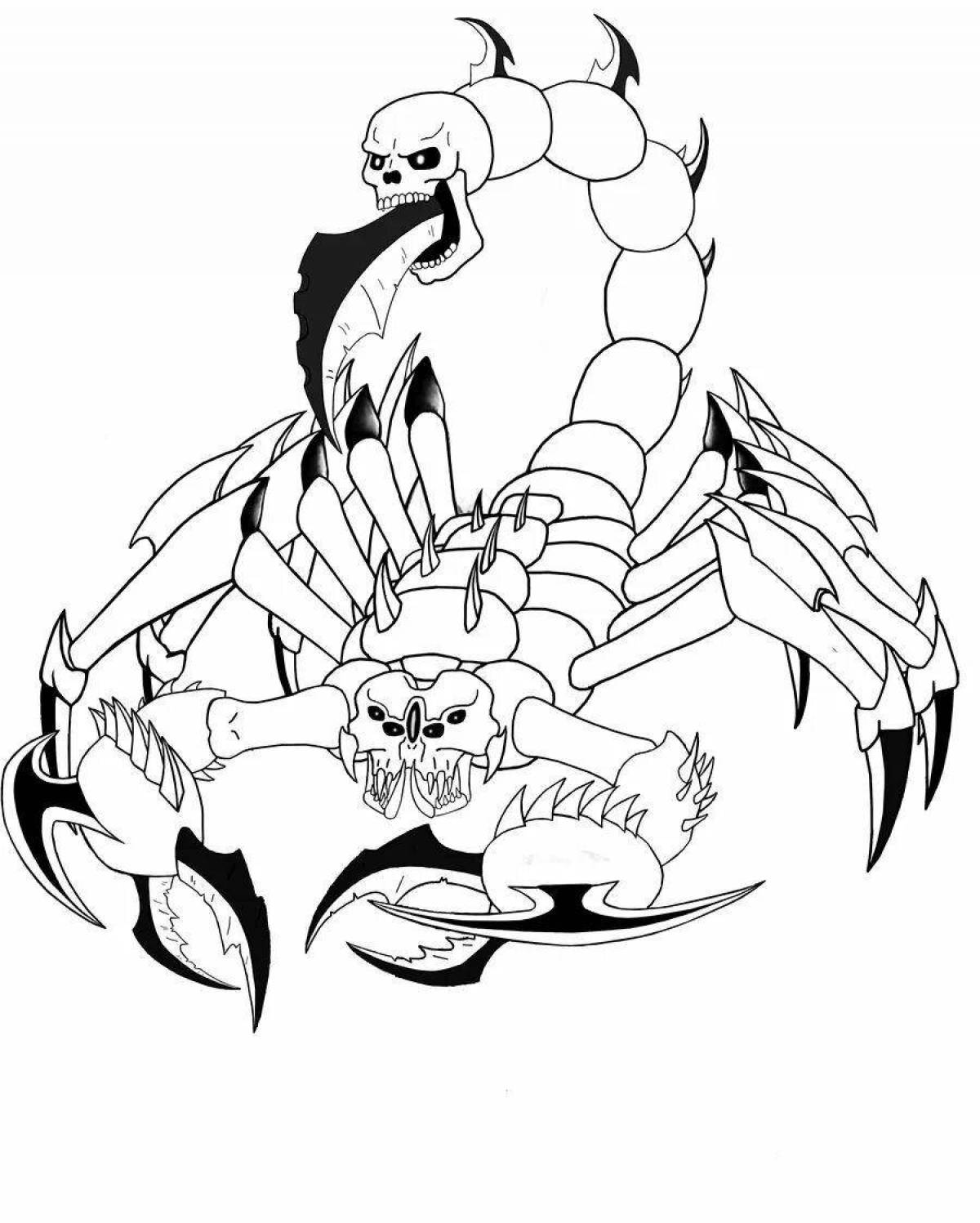 Frightening scorpion coloring page