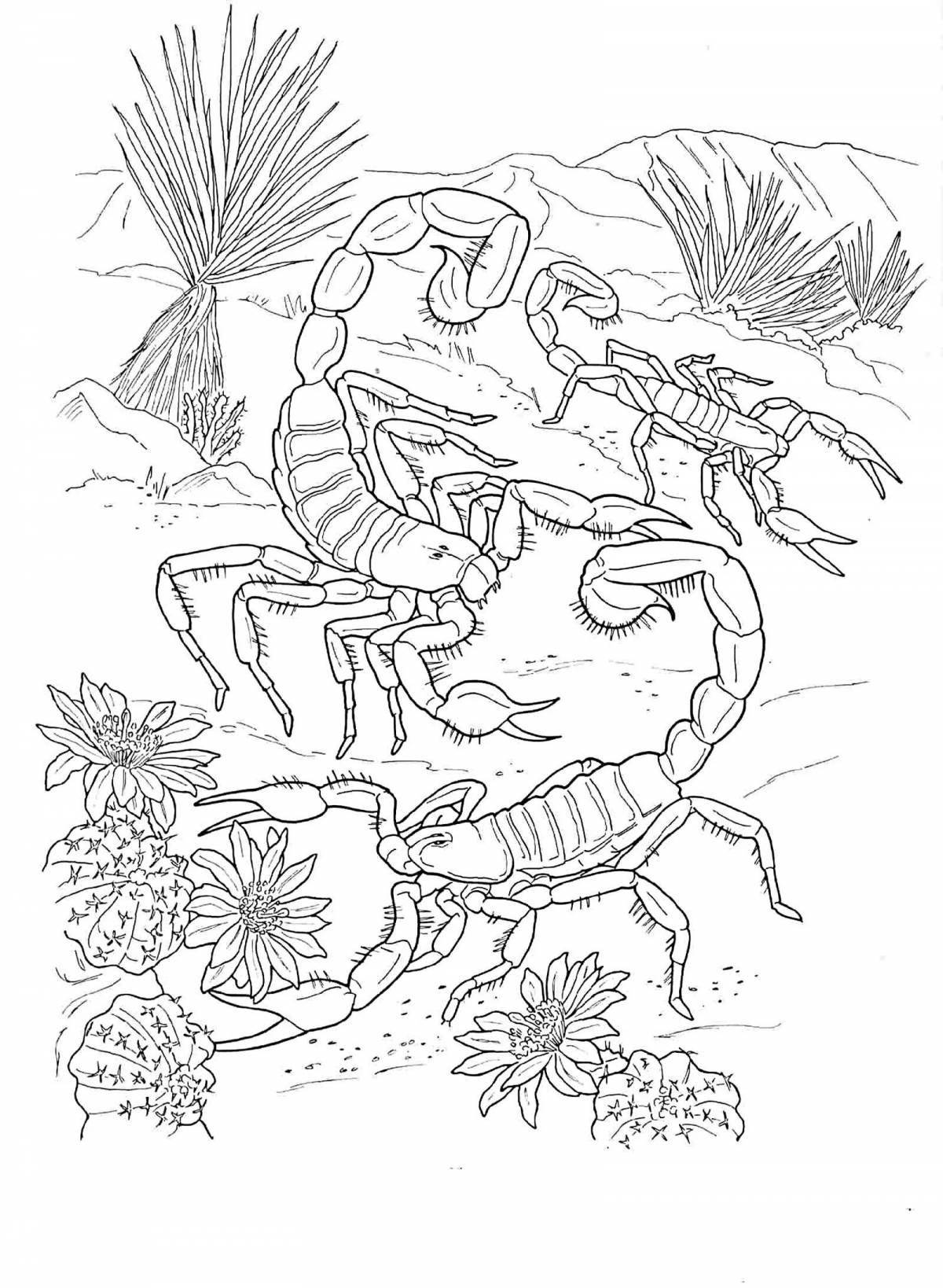 Coloring page charming scorpion