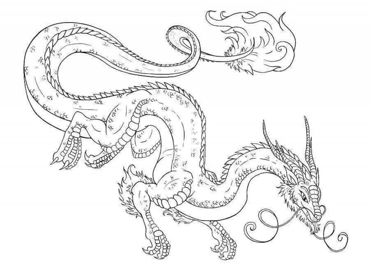 Раскраска величественный китайский дракон