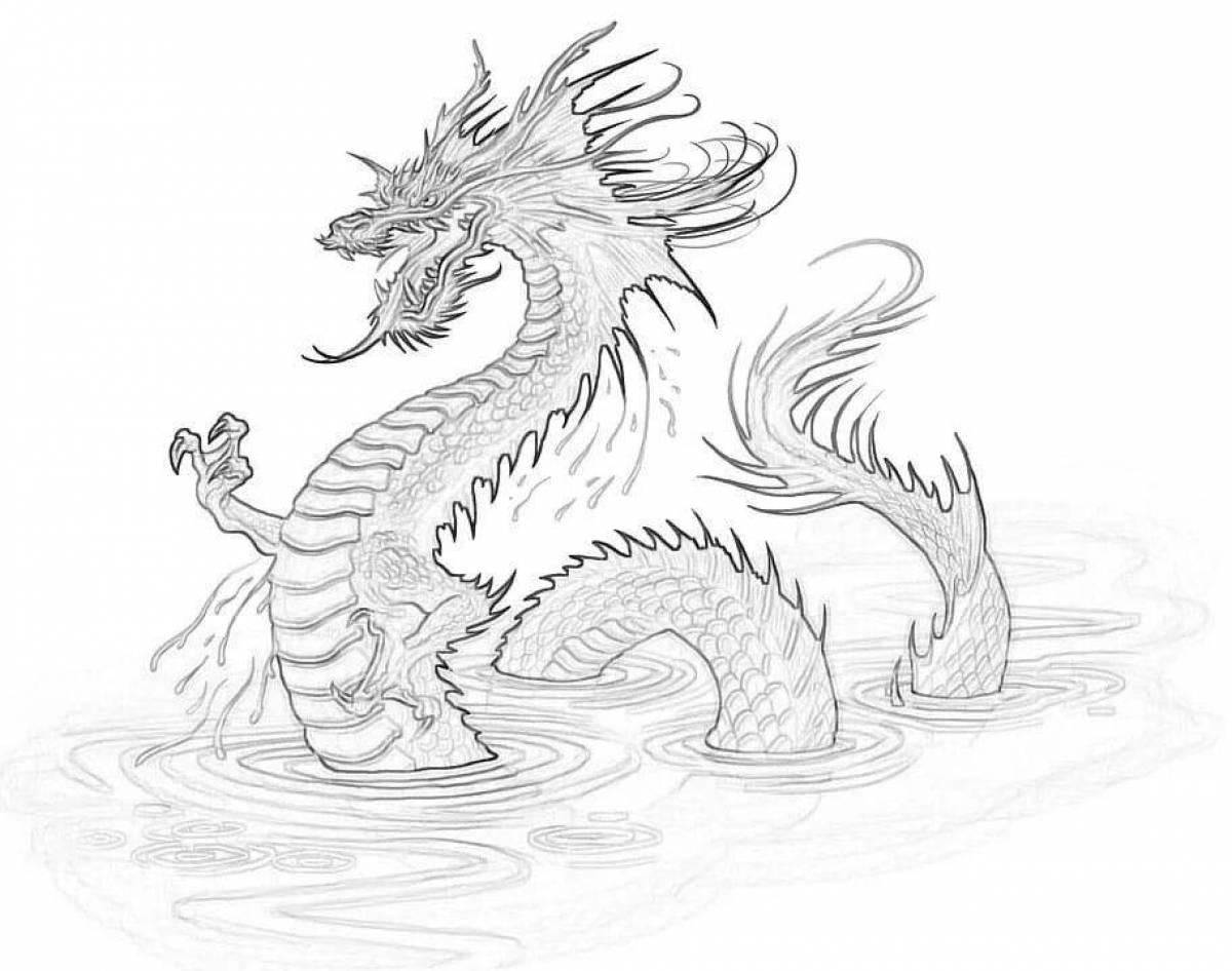 Блестящая китайская раскраска дракона