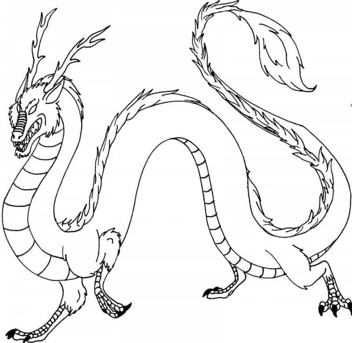 Изысканный китайский дракон раскраски