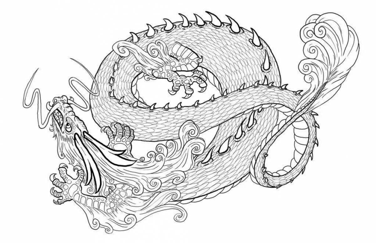 Chinese dragon blossom coloring page