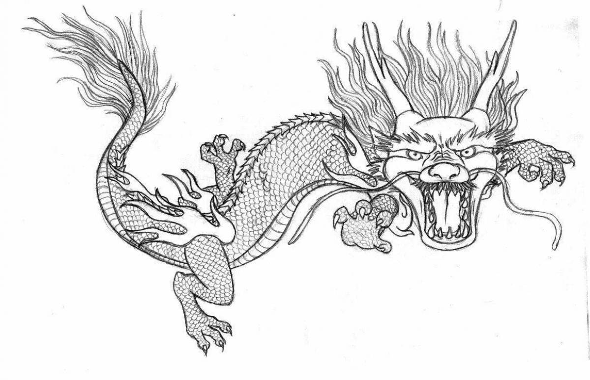 Раскраска великолепный китайский дракон