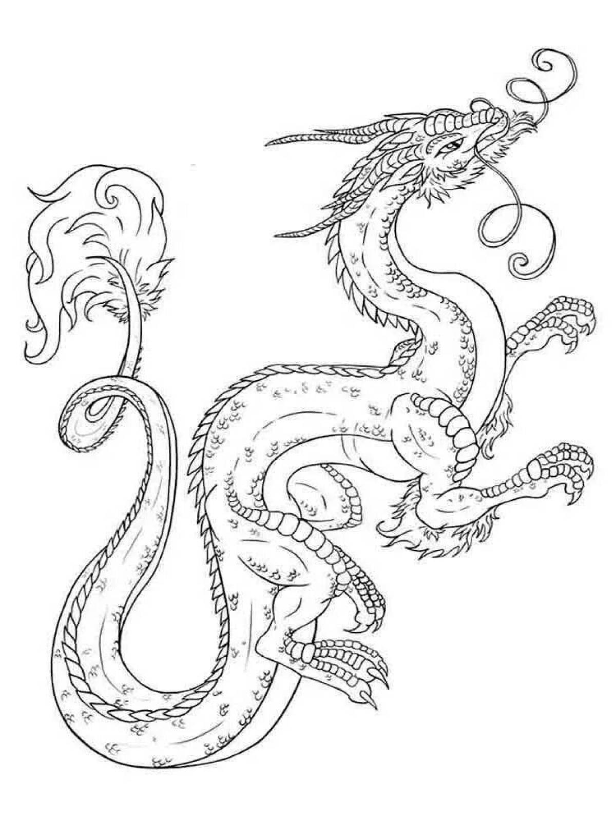 Grand Chinese dragon coloring page