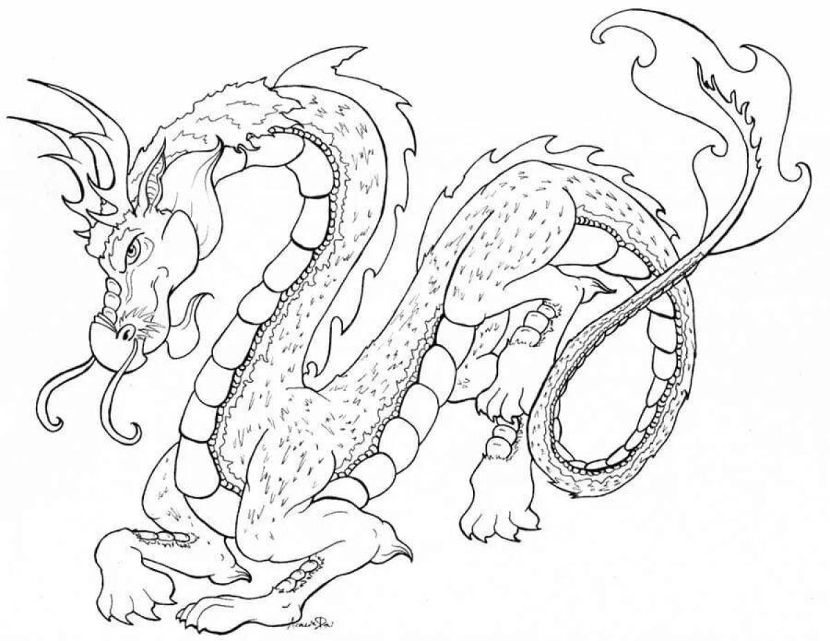 Щедрая китайская раскраска дракона