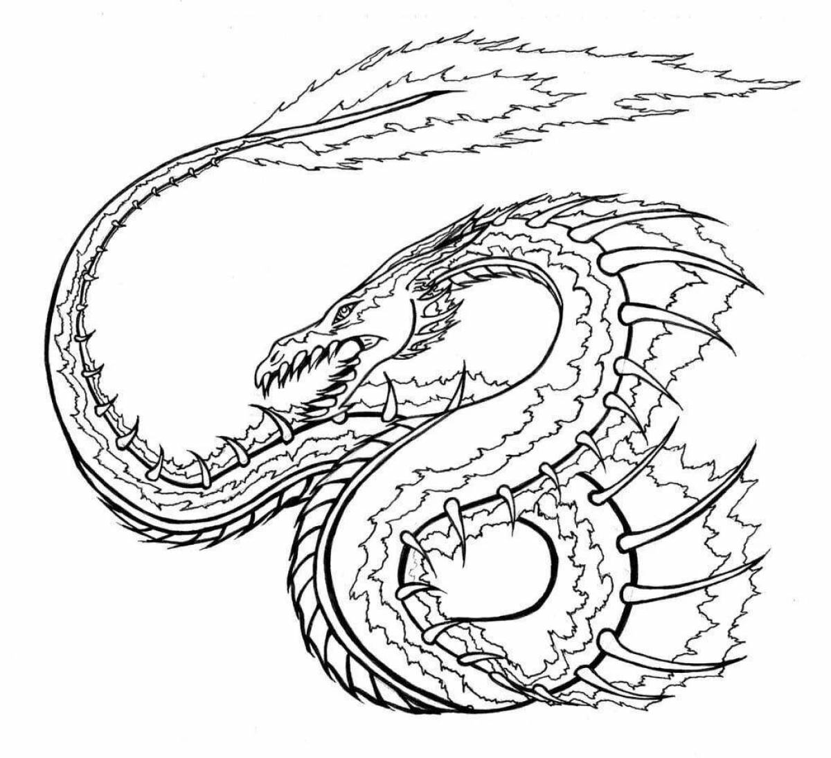 Ярко окрашенный китайский дракон раскраска
