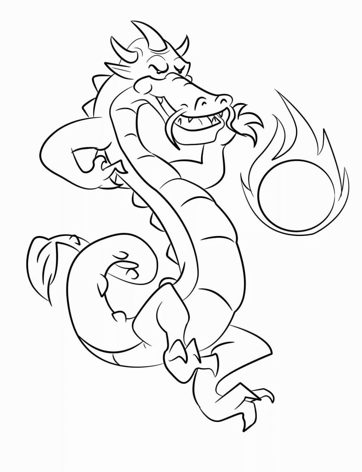 Colorfully detailed Chinese dragon coloring page