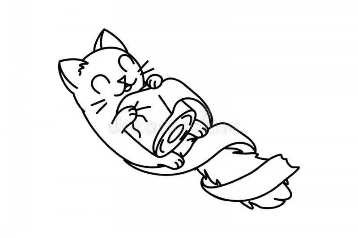 Раскраска кошка батон