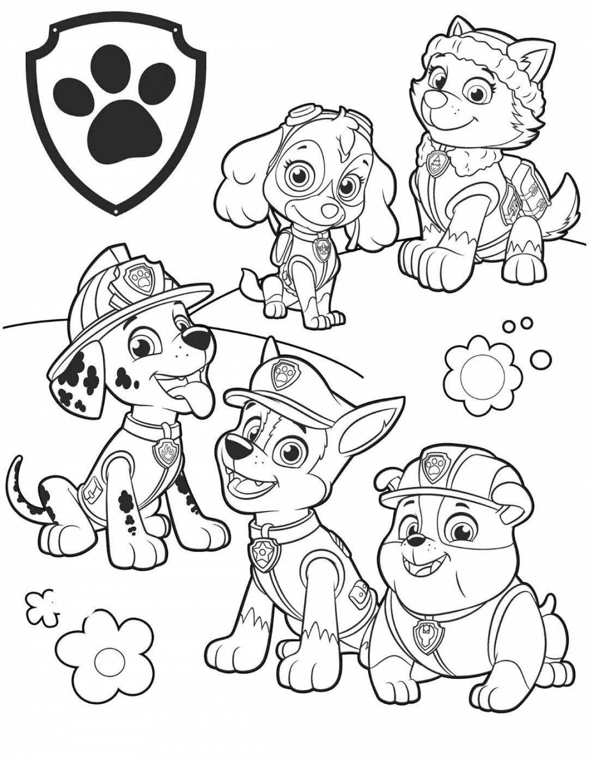 Fun coloring page paw patrol all characters