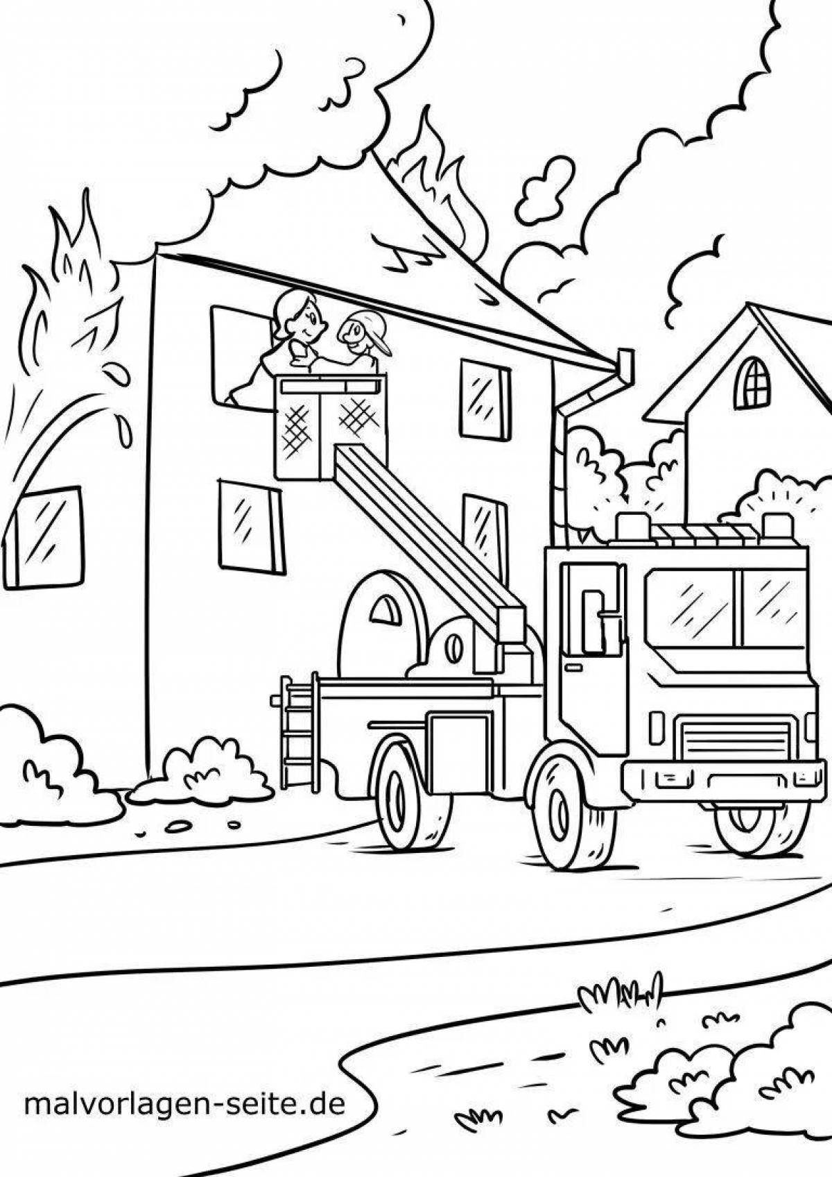 Incredible burning house coloring book for kids