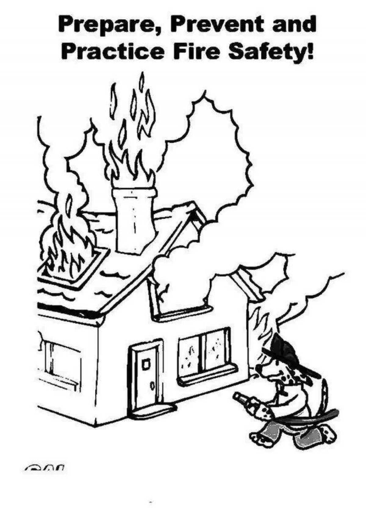 Exciting burning house coloring book for kids