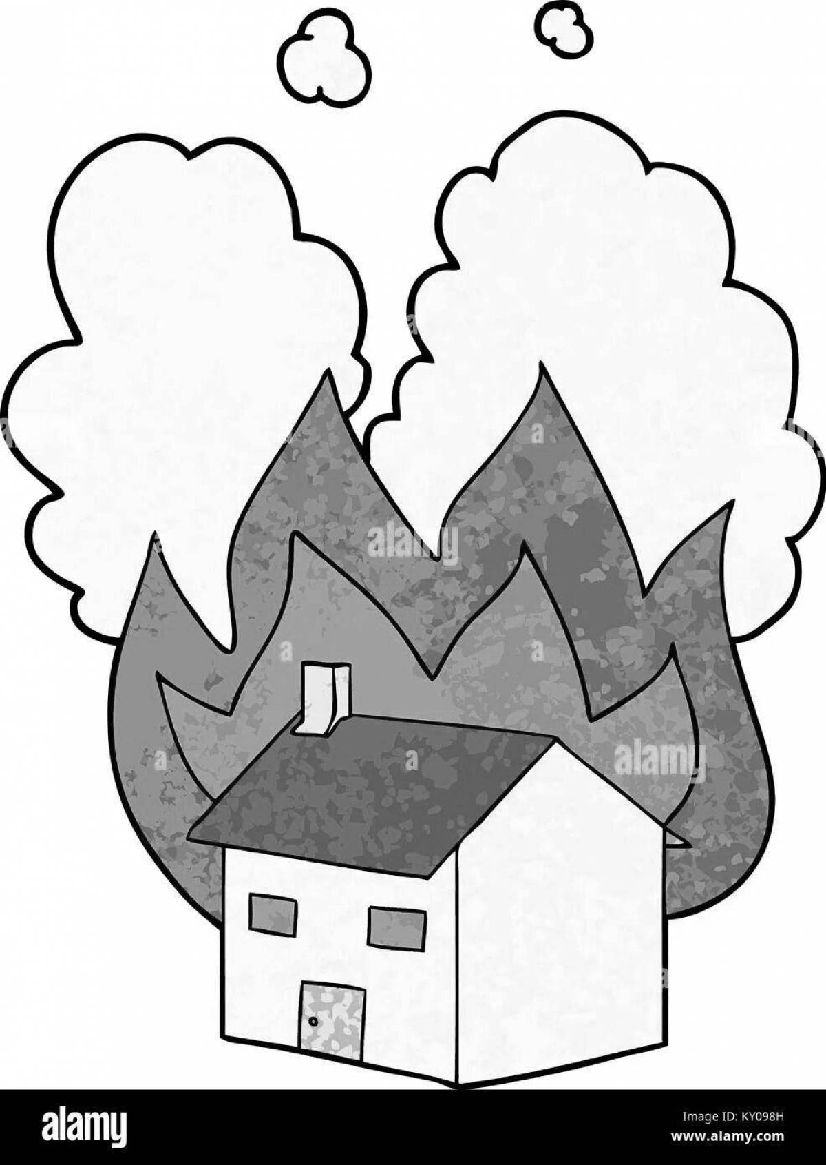 Wonderful burning house coloring book for kids