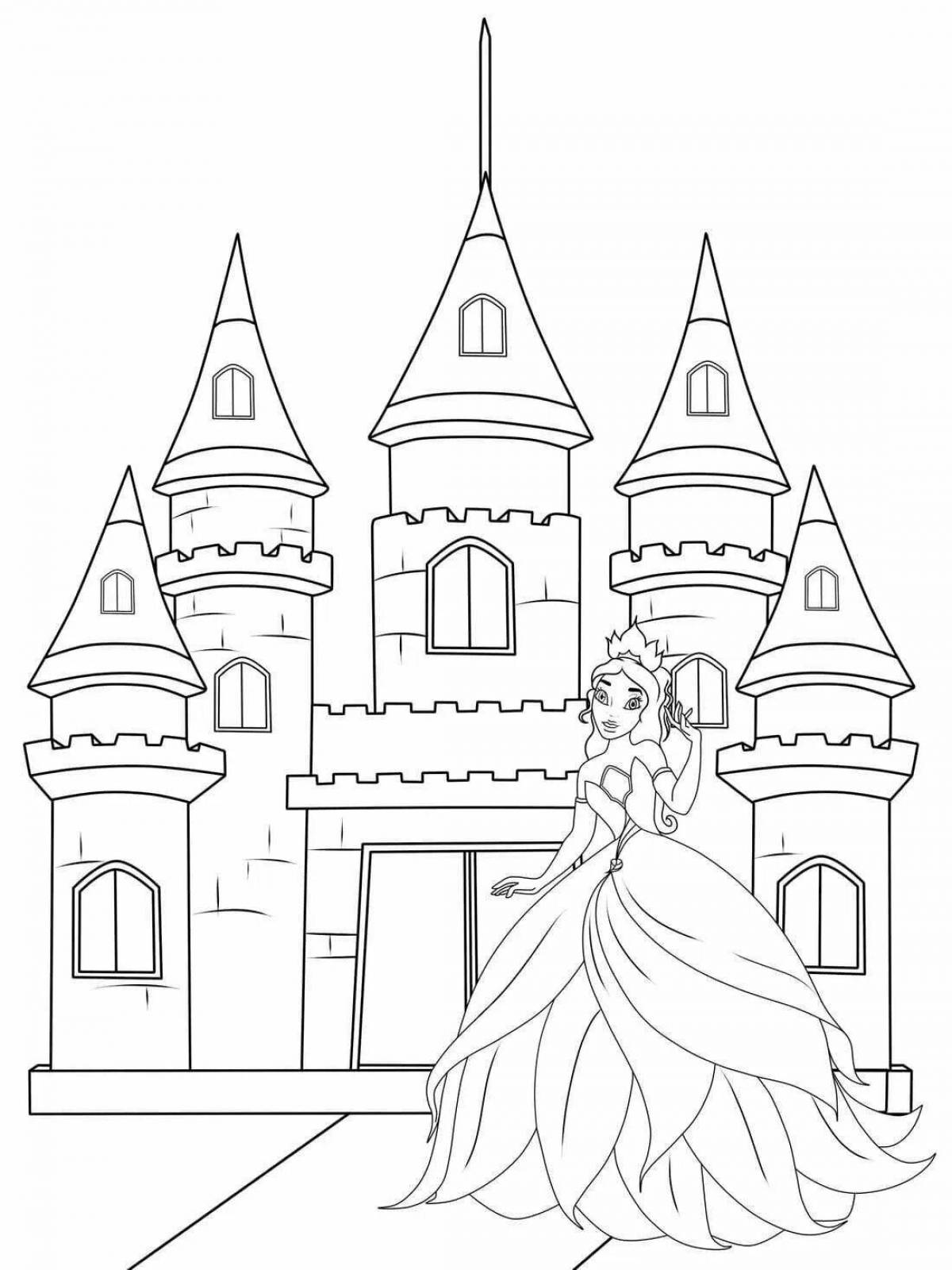 Большая раскраска замок принцессы для детей