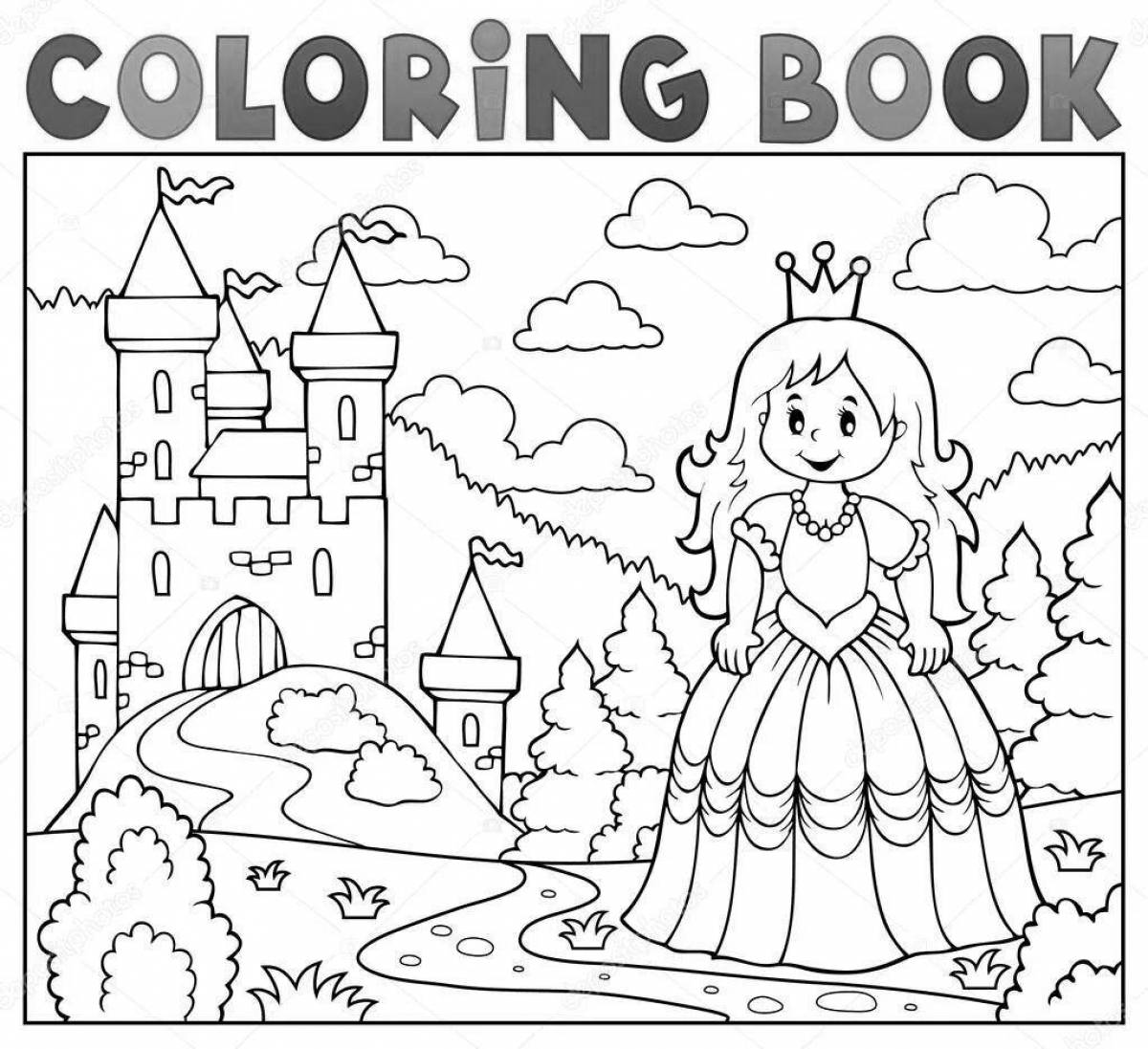 Violent princess castle coloring book for kids