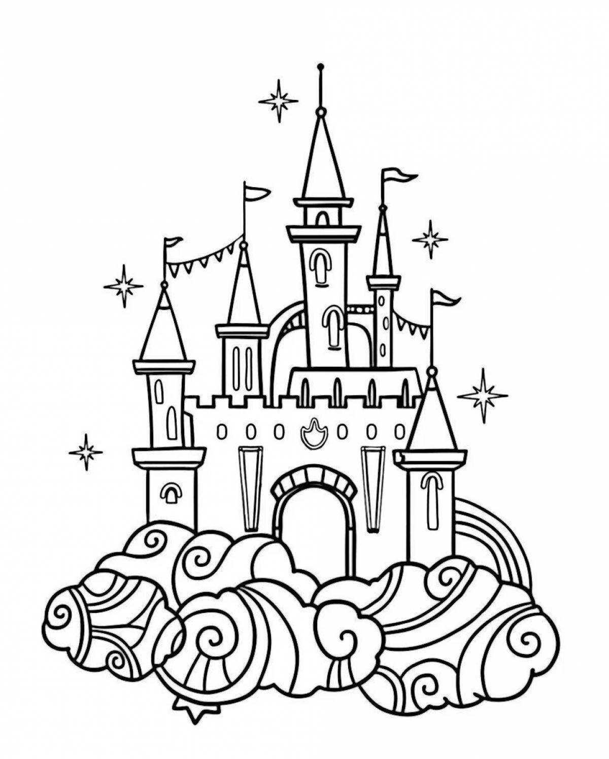 Гламурная раскраска замок принцессы для детей