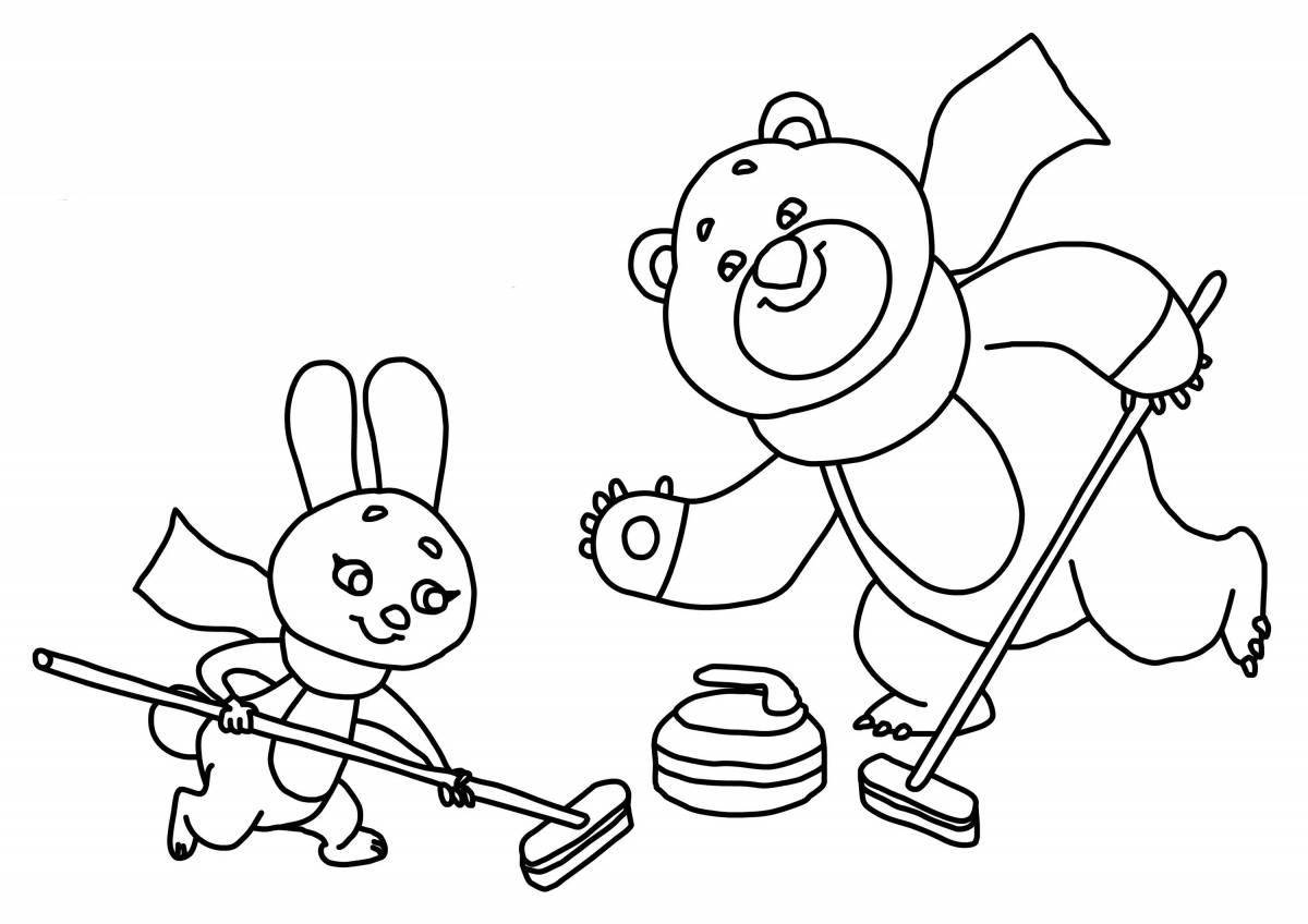 Coloring page winter olympics filled with joy