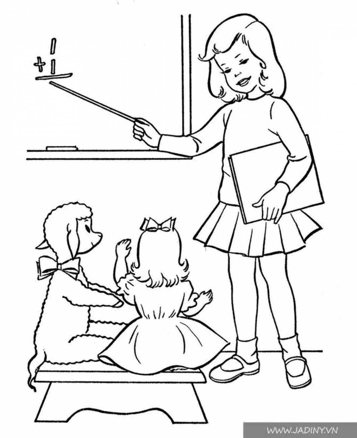 Colorful teacher coloring page