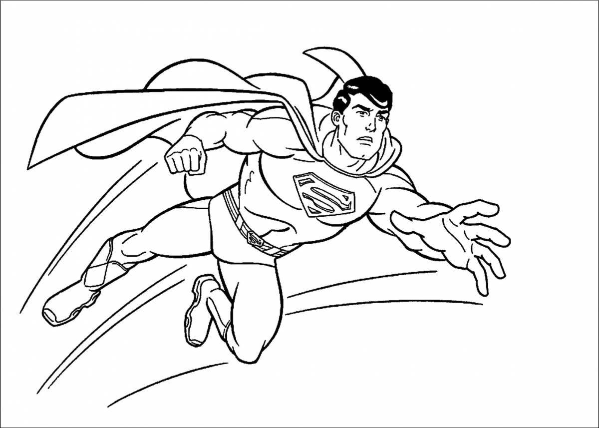 Радостный супермен и человек-паук раскраска