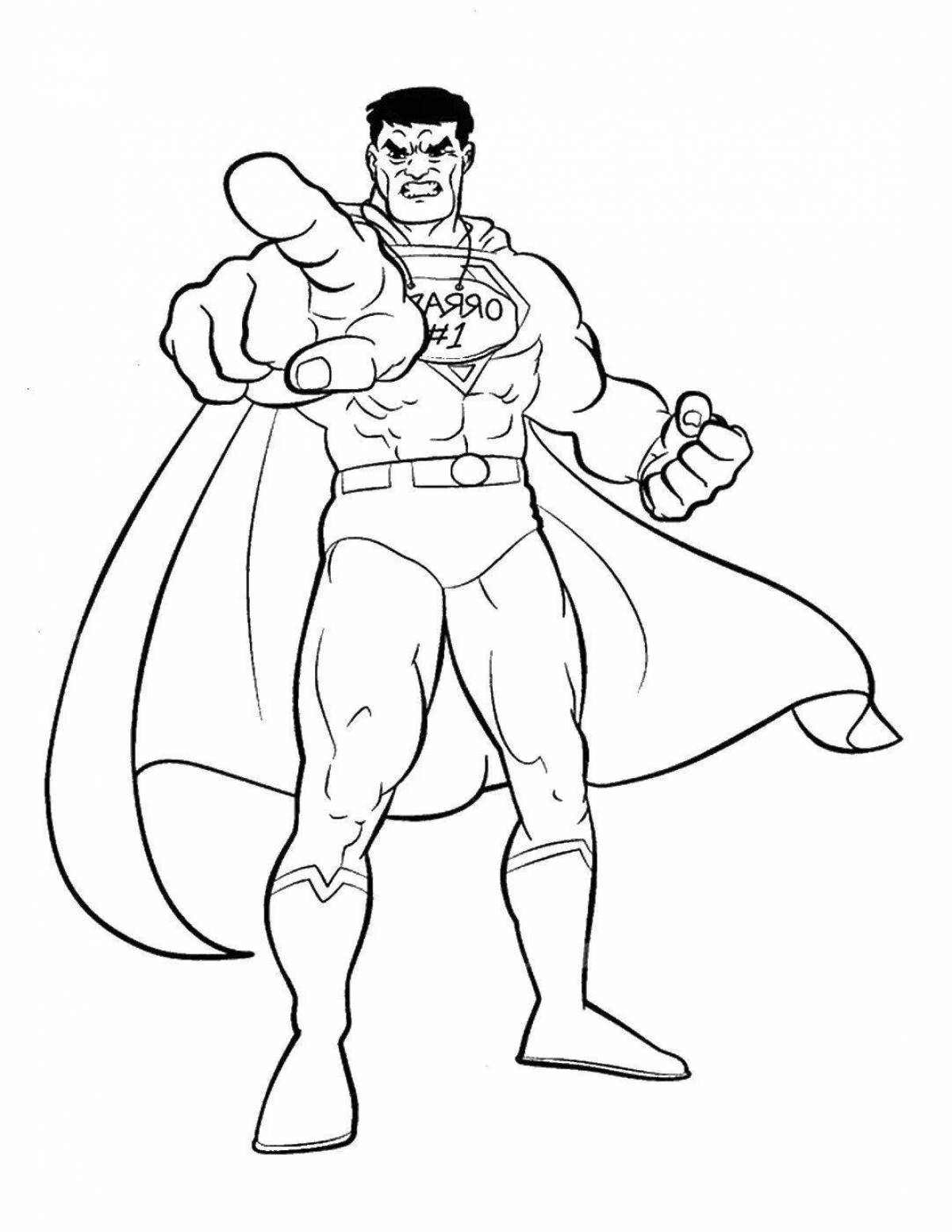 Playful superman and spiderman coloring page
