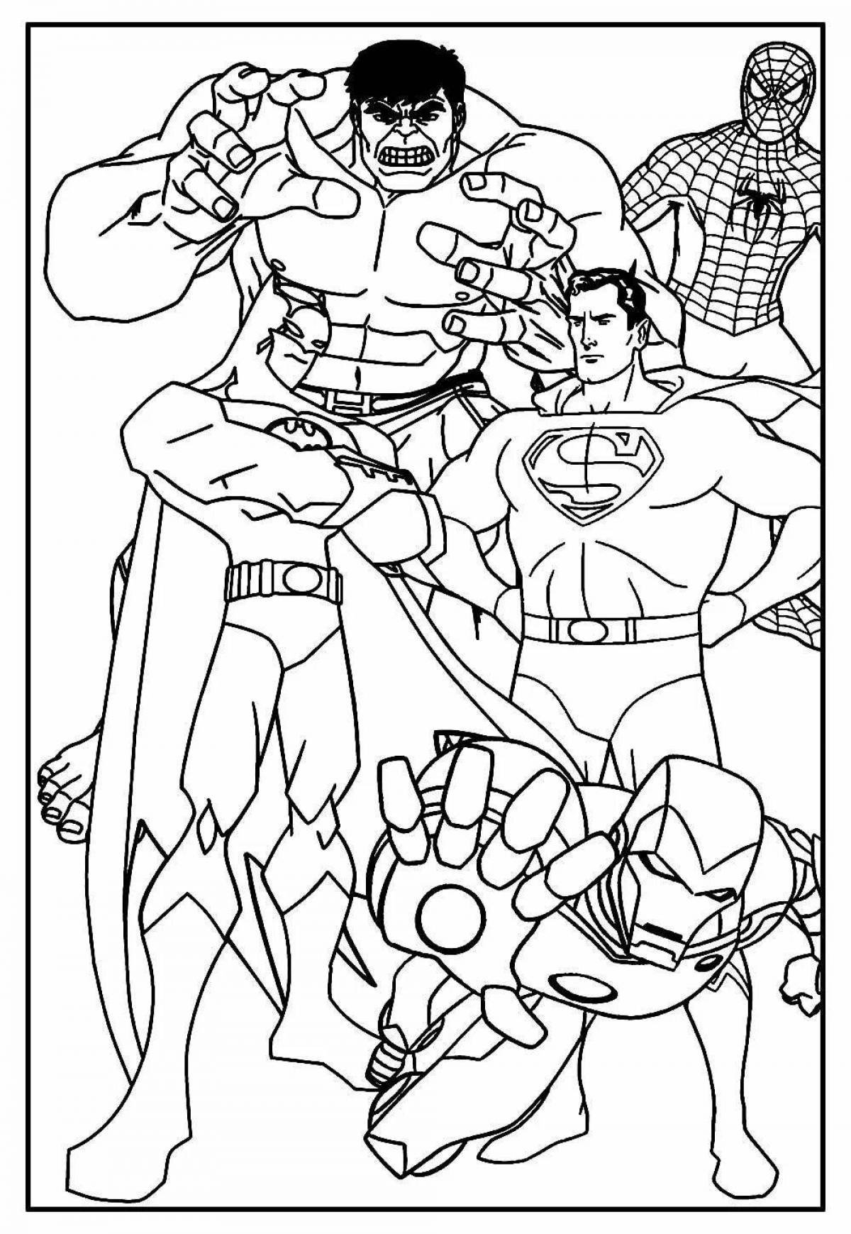 Смелый супермен и человек-паук раскраска