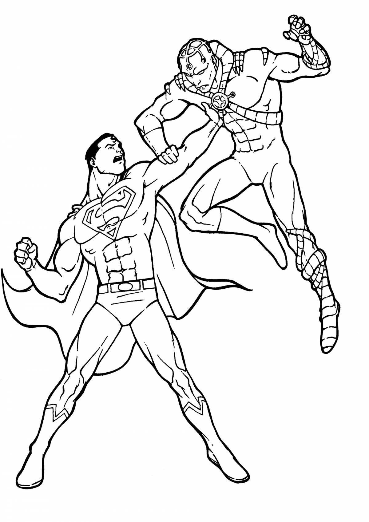 Чудесный супермен и человек-паук раскраска