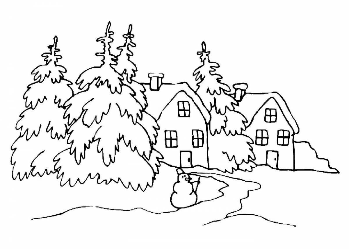 Раскраска величественный зимний пейзаж 4 класс