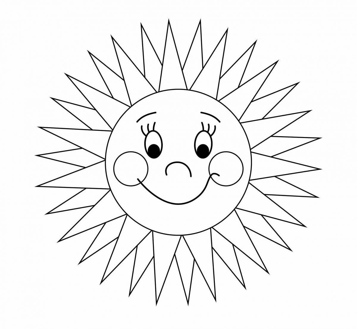 Photo Glowing sad sun coloring book