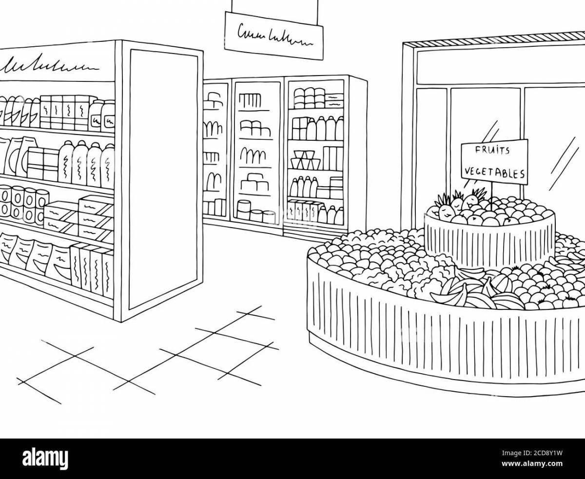 Coloring for a grocery store for kids
