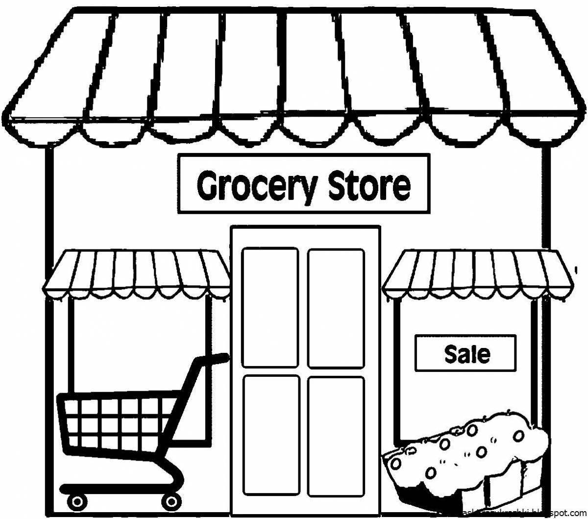 A fun grocery store coloring book for kids