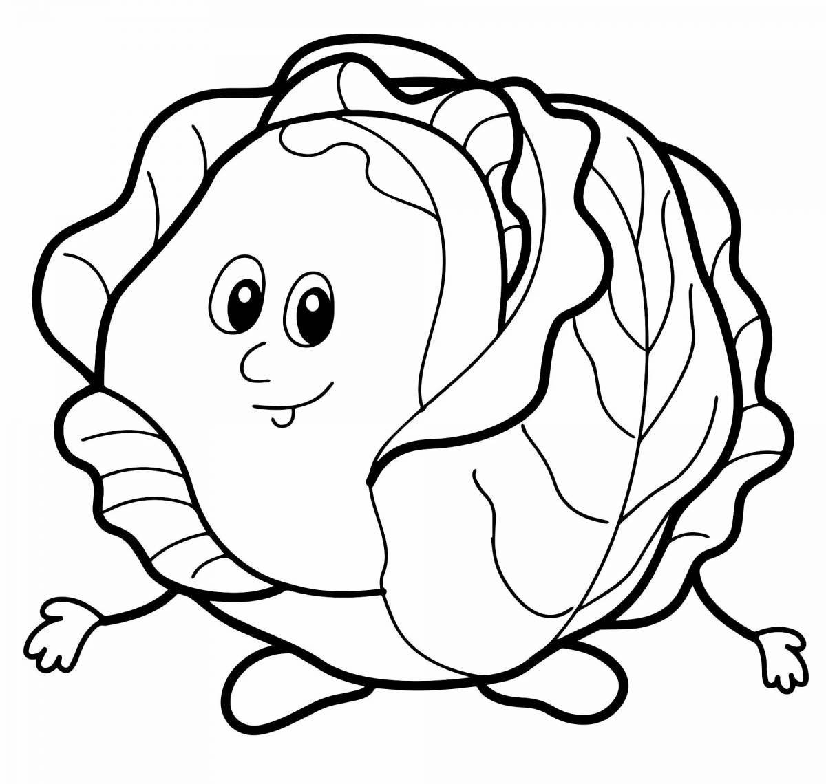 Coloring cute cabbage for kids