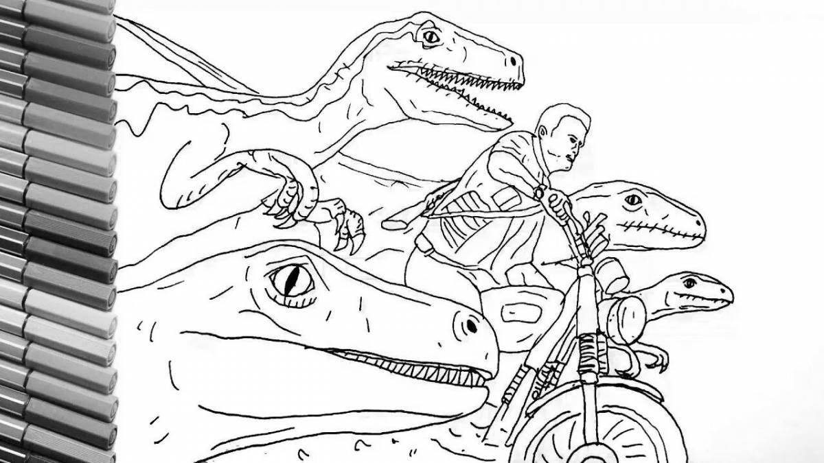 Glitter Jurassic World Velociraptor Coloring Page