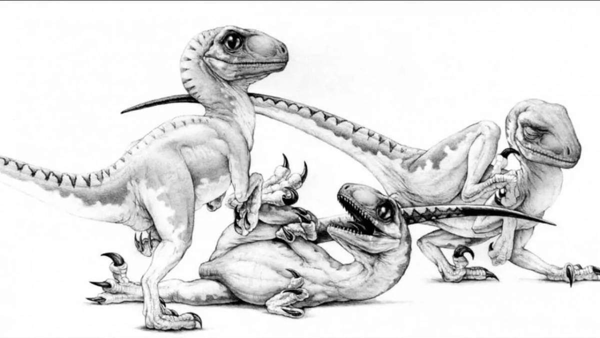Bright Velociraptor from Jurassic World coloring book