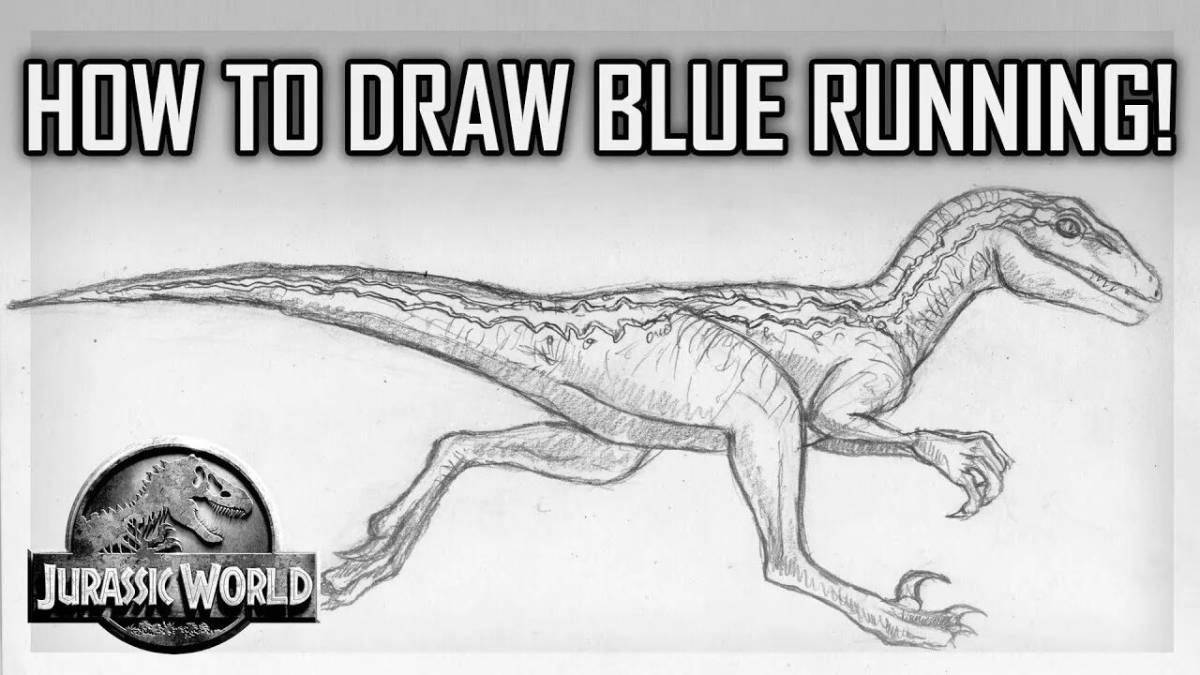 A brightly colored Velociraptor coloring page from Jurassic World